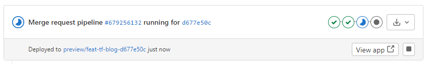 GitLab merge request with preview environment link